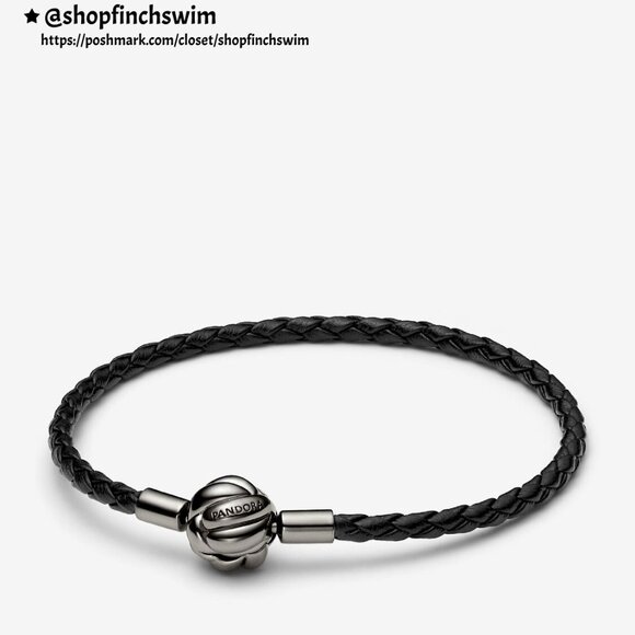 Pandora Planet Earth and Love Knot Braided Leather Bracelet Set - Picture 2 of 3